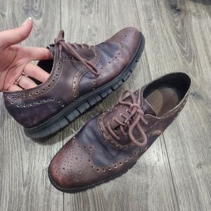 Cole Haan Men's Brown Zerogrand Wingtip Oxford Leather 9M